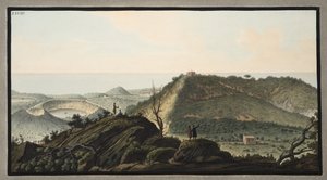 ウィリアムハミルトン卿（1730-1803）による「カンピフレグレイ：2つのシチリアの火山の観察」からのモンテガウロまたはバルバロの頂上からの眺め、プレートXXVIII